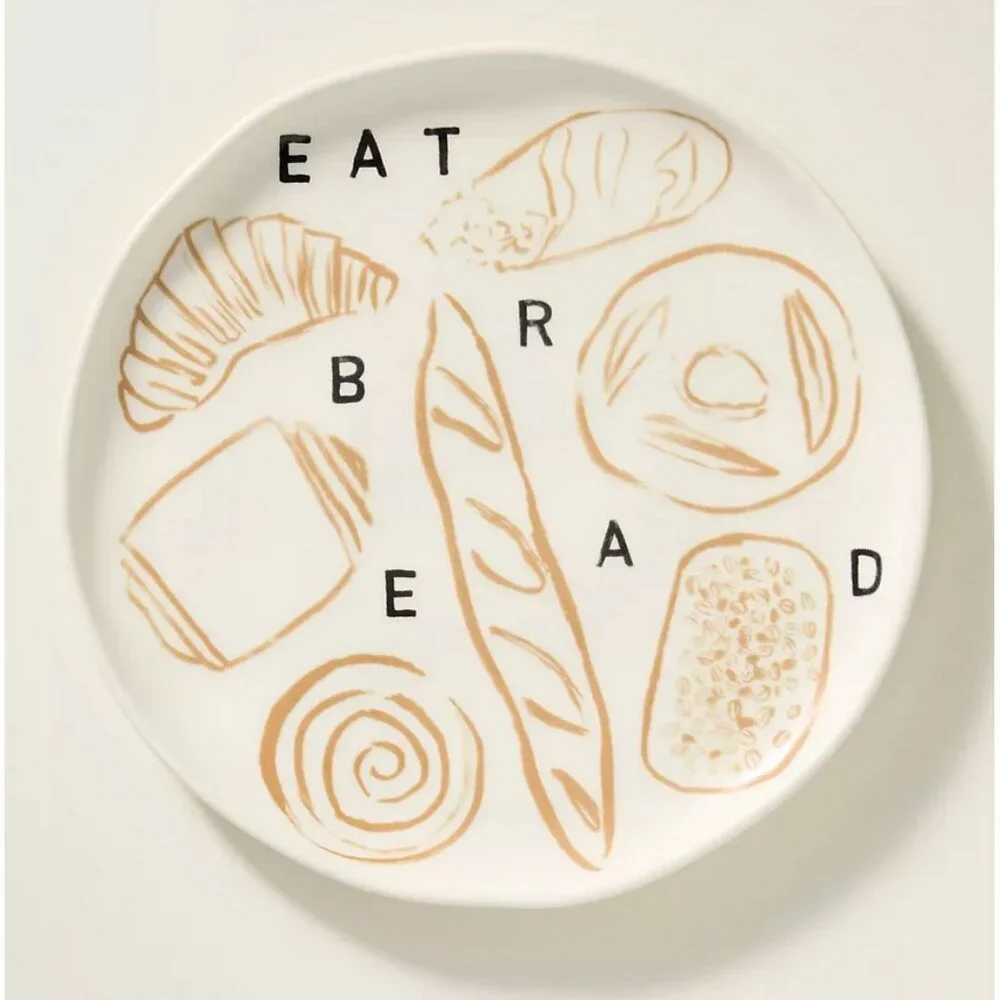 Anthropologie Phthalo Ruth Stoneware Eat Bread Dessert Plate BRAND NEW